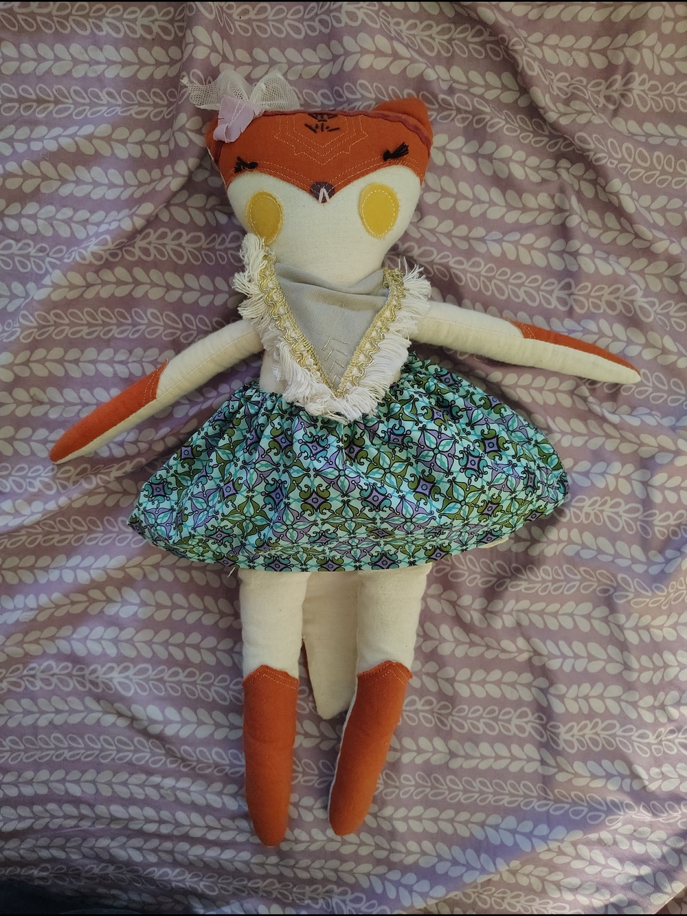 Anthropologie Dainty Cheeks Fancy Lady Fox Plush Doll 19” Limited Edition